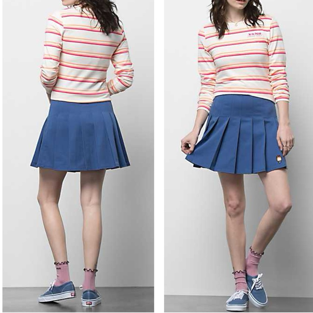 Vans Navy Sunset Pleated Academia Mini Skirt Size 28/6